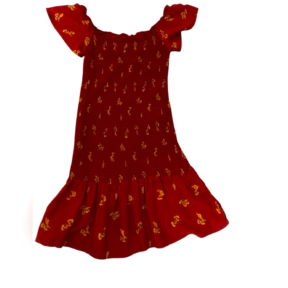 Sky and Sparrow Red Mini Festival Dress with Yellow Accents